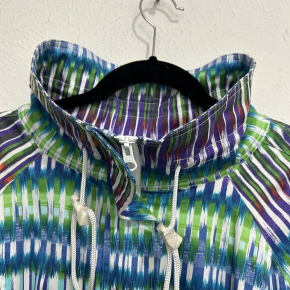 Berek 90’s Y2K Women’s Jacket Sz M Multi-Colored Geometric Zip Front Lightweight - Picture 3 of 8